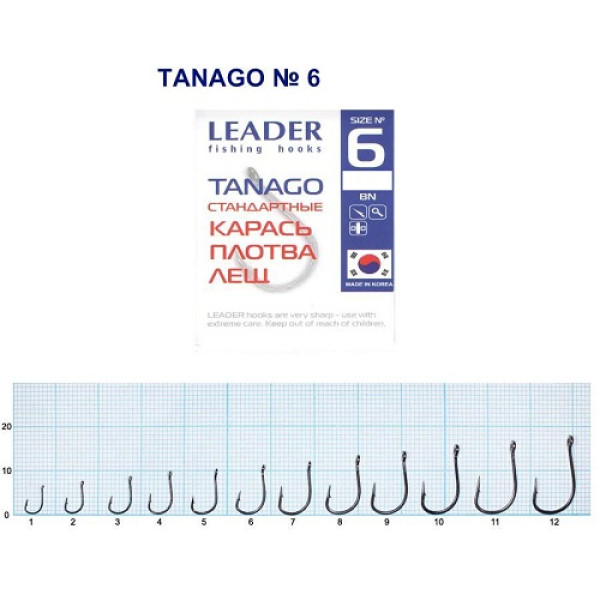 Гачок Leader Tanago  BN  №  6 (9 hooks)