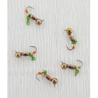 Мормишка вольфр. Start Fishing Пуголовок гач.№18 з ланцюжком Gold+Cu 2.4* 2,5 мм 0,3 г 048-022-1