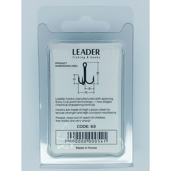 Трійник Leader ROUND TREBLE №  6 (5 hooks)