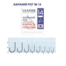Гачок Leader Бараний ріг BN №14 (9 hooks)