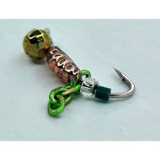 Мормишка вольфр. Start Fishing Пуголовок-личинка гач.№18 Gold+Cu ланцюжок 2.5* 10 мм 0,4 г 049-021-1