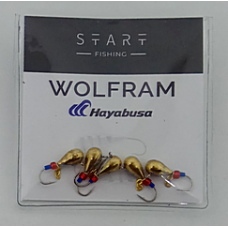 Мормишка вольфр. Start Fishing Крапля з вушком гач.№ 14 Gold ланцюжок 4 мм 1 г 016-040-1